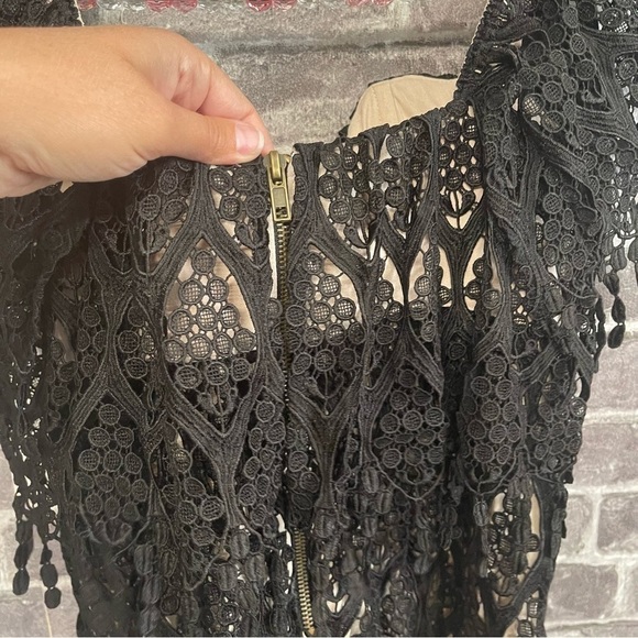 Stone Cold Fox Iowa Black Lace Mini Dress fringe ruffle - Picture 10 of 10